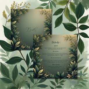 Carte D'accompagnement mariage élégant de nature vert foncé