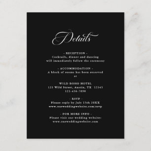 Carte D'accompagnement Mariage élégant délicat Noir
