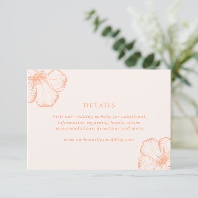 Carte D'accompagnement Mariage élégant et floral moderne Peach (Debout devant)