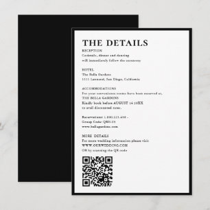 Carte D'accompagnement Mariage élégant et simple avec détails et code QR