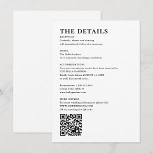 Carte D'accompagnement Mariage élégant et simple avec détails et code QR