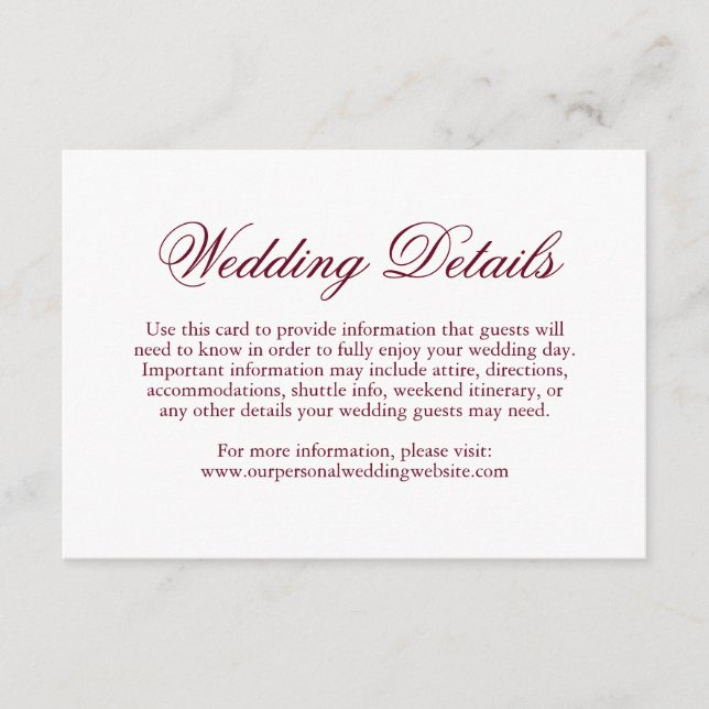 Carte D'accompagnement Mariage élégant et traditionnel de Bourgogne (Devant)