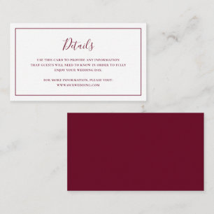Carte D'accompagnement Mariage élégant et traditionnel de Bourgogne