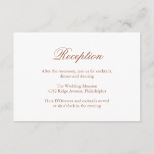 Carte D'accompagnement Mariage élégant et traditionnel en terre cuite