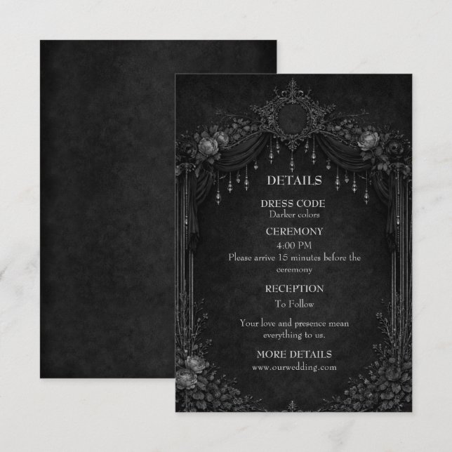 Carte D'accompagnement Mariage élégant gothique Halloween (Devant / Derrière)