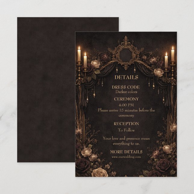 Carte D'accompagnement Mariage élégant gothique Halloween (Devant / Derrière)