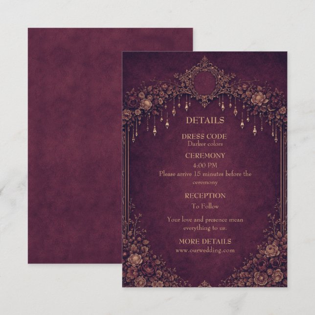 Carte D'accompagnement Mariage élégant gothique Halloween (Devant / Derrière)