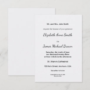 Carte d'accompagnement Mariage Élégant Invitat