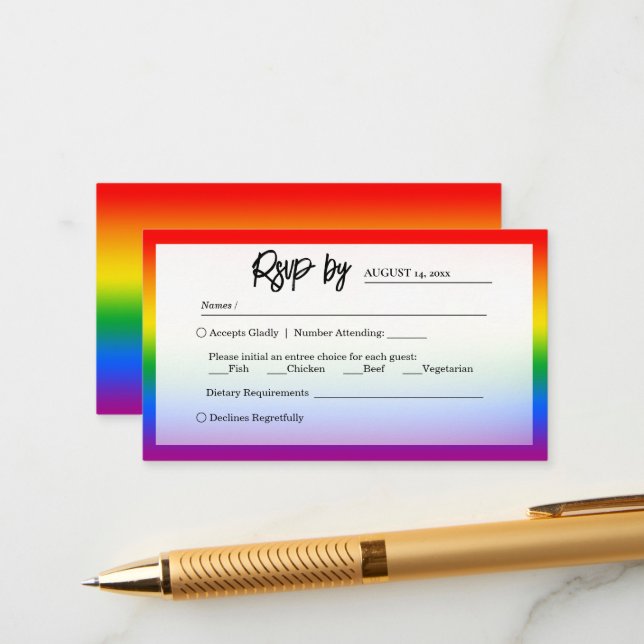 Carte D'accompagnement Mariage élégant LGBTQ+ Pride RSVP (Devant/Arrière en situation)