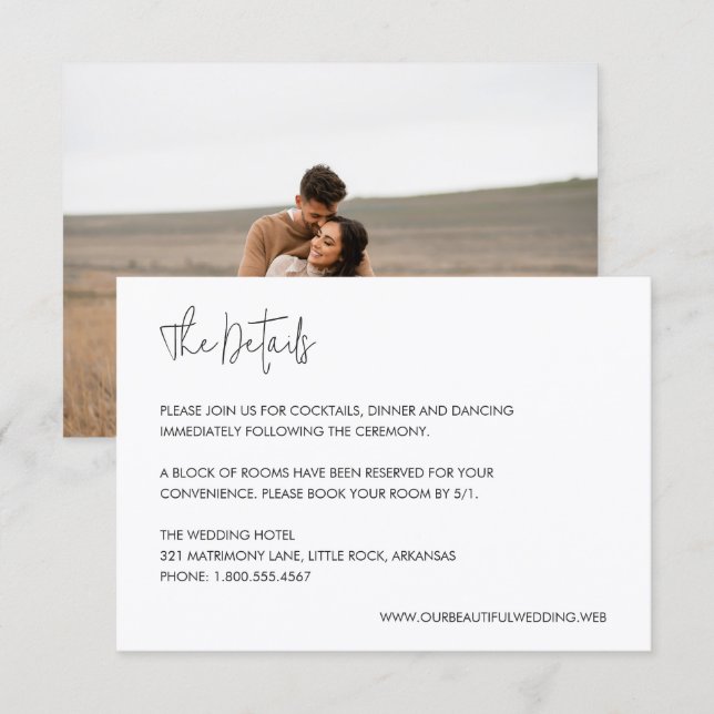 Carte D'accompagnement Mariage Élégant Moderne (Devant / Derrière)