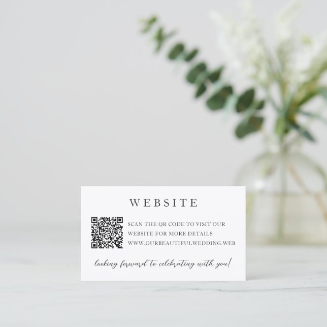 Carte D'accompagnement Mariage élégant moderne neutre avec code QR (Debout devant)