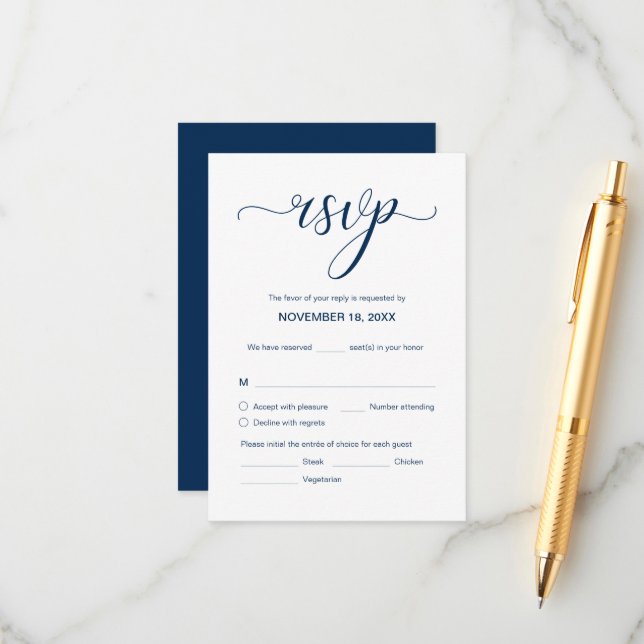 Carte D'accompagnement Mariage élégant moderne RSVP, Répondre (Devant/Arrière en situation)