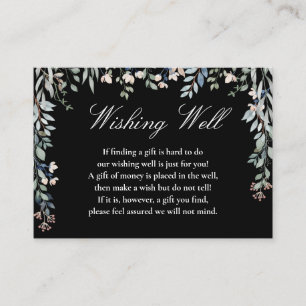 Carte D'accompagnement Mariage Élégant Noir Et Blanc Fleurissant Souhaita