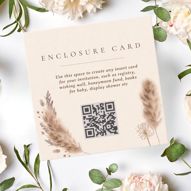 Carte D'accompagnement Mariage élégant Pampas Grass Boho (Créateur téléchargé)