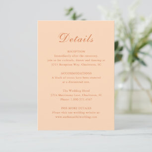 Carte D'accompagnement Mariage élégant Peach Classic