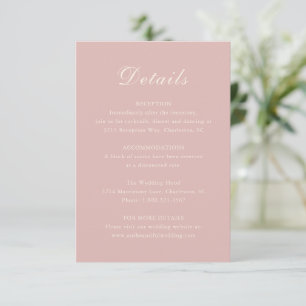 Carte D'accompagnement Mariage élégant rose Celine