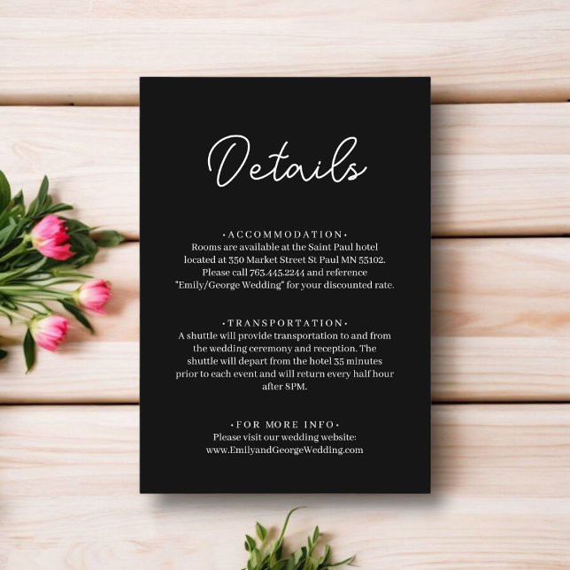Carte D'accompagnement Mariage Élégant Simple Noir Et Blanc Moderne Chic (Créateur téléchargé)