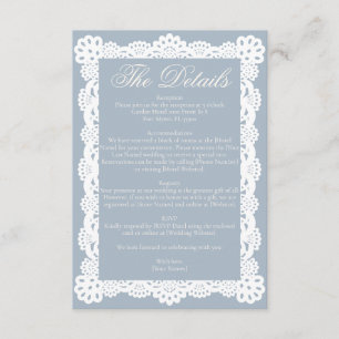 Carte D'accompagnement Mariage élégant victorien en dentelle bleu poussié