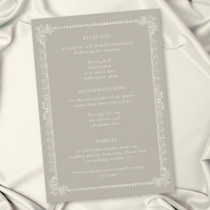 Carte D'accompagnement Mariage Élégant Vintage Baroque Neutre Crème Ivoir