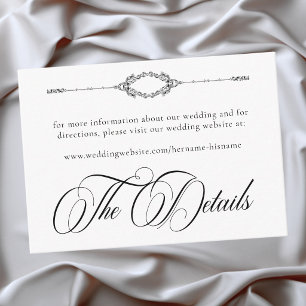 Carte D'accompagnement Mariage élégant vintage baroque noir et blanc