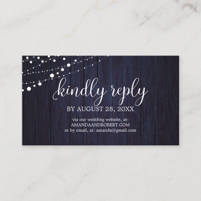 Carte D'accompagnement Mariage en ligne RSVP Rustic Wood Mariage Marine b (Devant)
