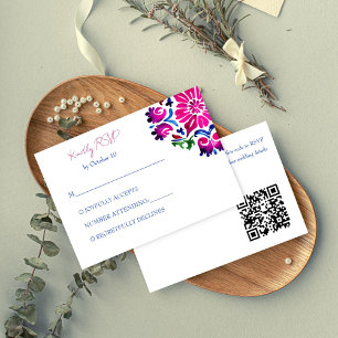 Carte D'accompagnement Mariage en tuiles de Talavera mexicain rose bleu R
