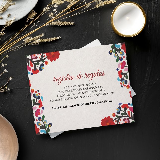 Carte D'accompagnement Mariage Espagnol Floral Coloré (Floral Colorful Spanish Wedding Enclosure Card)