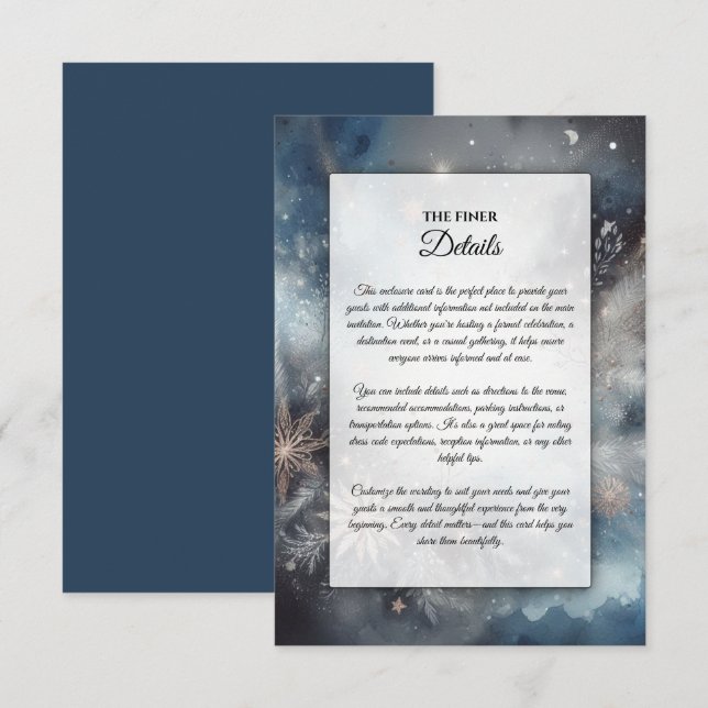 Carte D'accompagnement Mariage Étincelle de Minuit Hiver Céleste (Devant / Derrière)