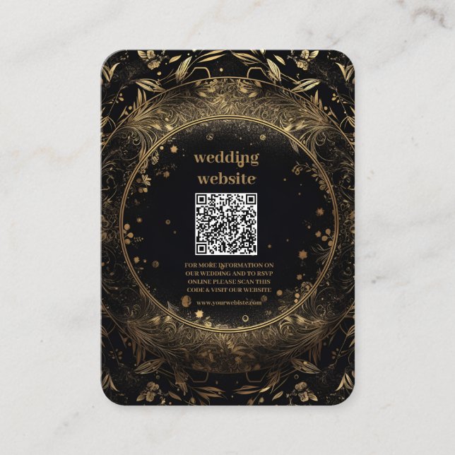 Carte D'accompagnement Mariage Étoiles Célestes Or Noir Mystique  (Devant)