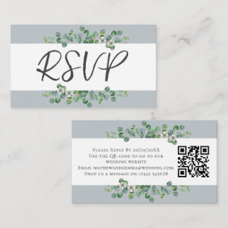Carte D'accompagnement Mariage Eucalyptus moderne RSVP avec code QR