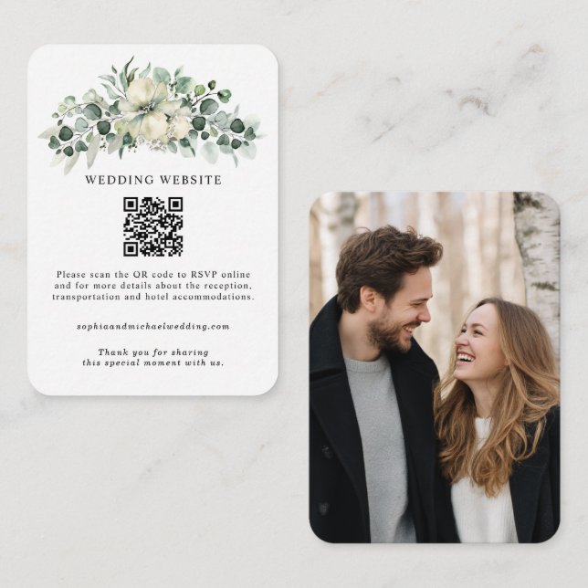 Carte D'accompagnement Mariage Eucalyptus Verdure (Devant / Derrière)