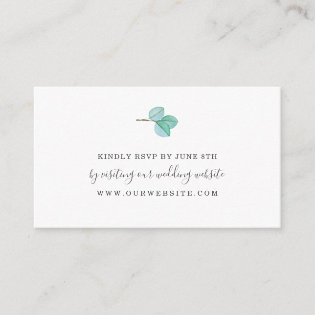 Carte D'accompagnement Mariage Eucalyptus vert monogramme RSVP en ligne (Devant)