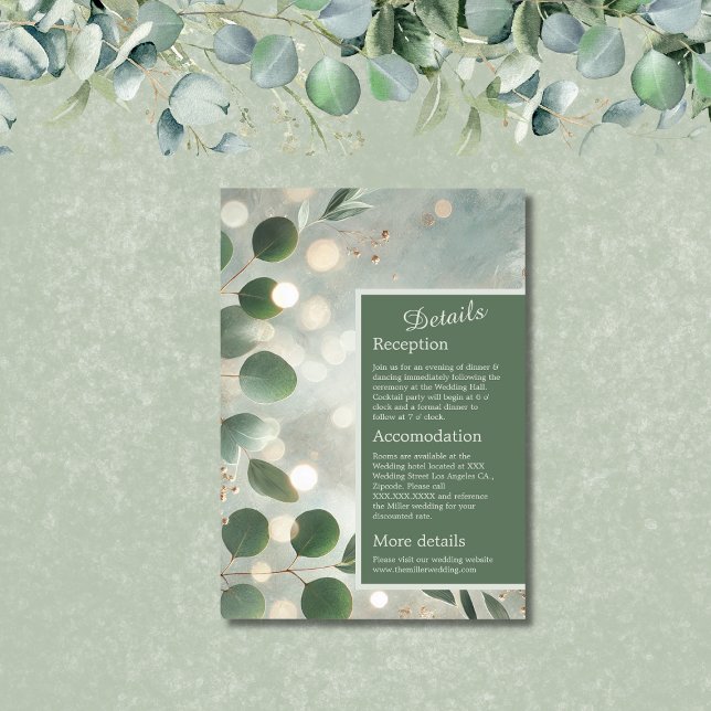 Carte D'accompagnement Mariage Eucalyptus Vert Sage romantique (Créateur téléchargé)
