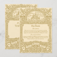 Mariage Fantasy Médiéval Vintage Doré Gravé