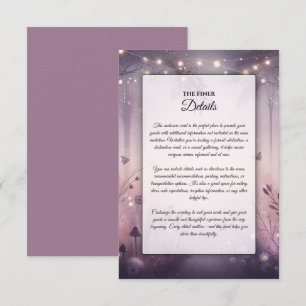 Carte D'accompagnement Mariage féerique en forêt avec des lumières éthéré