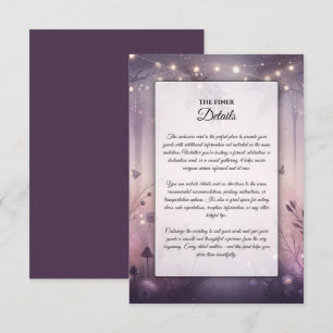 Carte D'accompagnement Mariage féerique en forêt avec des lumières éthéré