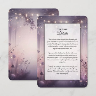 Carte D'accompagnement Mariage féerique en forêt avec des lumières éthéré