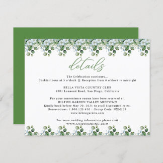Carte D'accompagnement Mariage Feuille de l'Eucalyptus