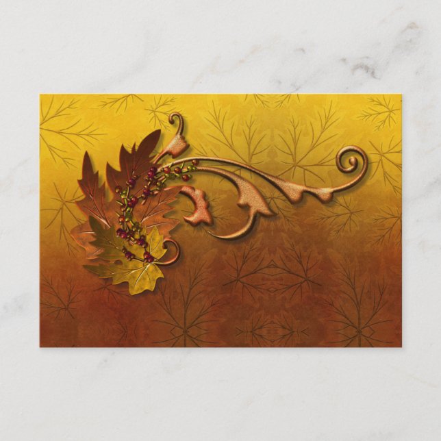Carte D'accompagnement Mariage Feuilles d'Or d'Automne (Devant)