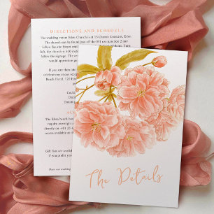 Carte D'accompagnement Mariage fleur d'arbre de pêche Les détails plat