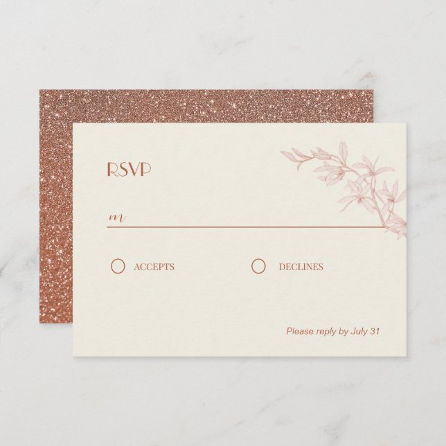 Carte D'accompagnement Mariage Fleur intemporel RSVP (Devant / Derrière)