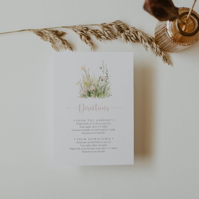 Carte D'accompagnement Mariage Fleur sauvage Boho de verdure Instructions (Créateur téléchargé)