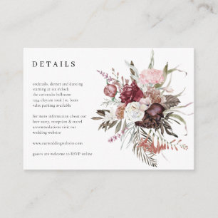 Carte D'accompagnement Mariage fleur sauvage Détails Réception