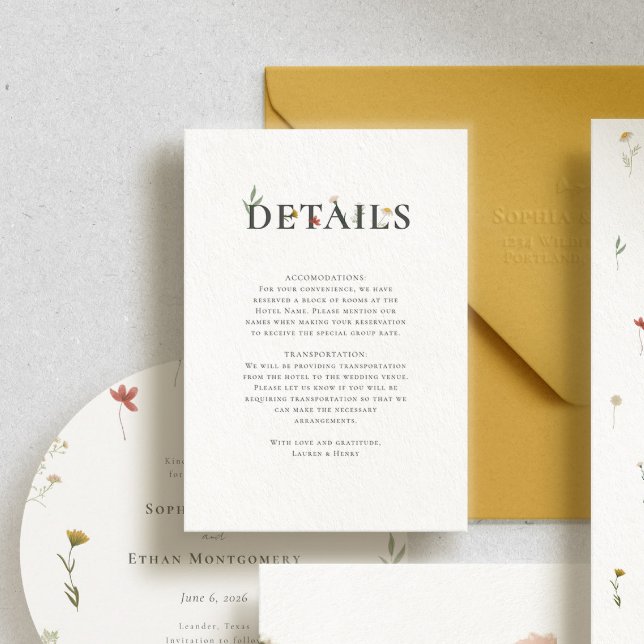 Carte D'accompagnement Mariage Fleur sauvage Leander (Créateur téléchargé)