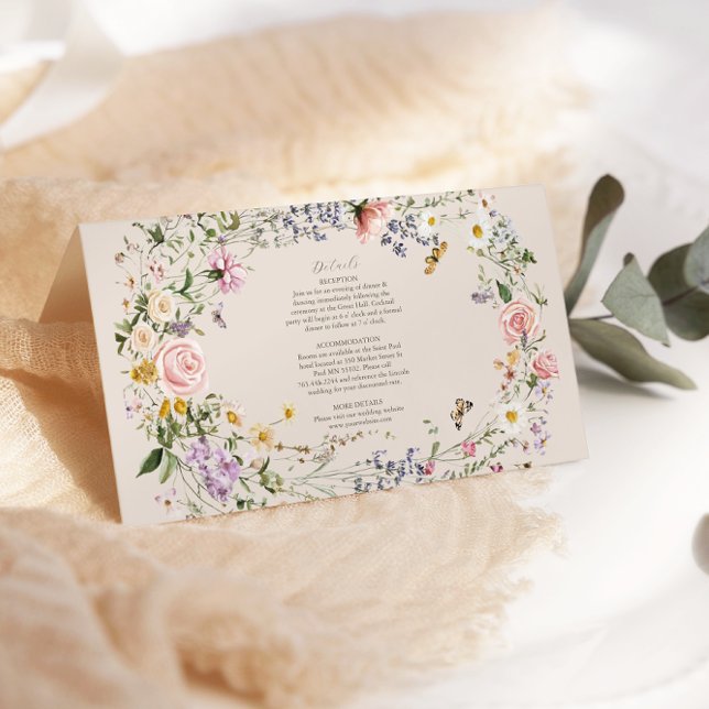 Carte D'accompagnement Mariage fleur sauvage Rustic Pays (Créateur téléchargé)
