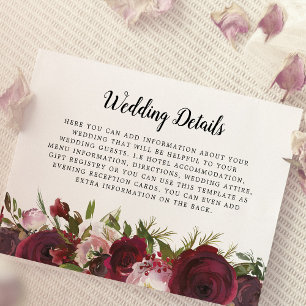 Carte D'accompagnement Mariage Fleurs de Bourgogne aux Joues Rosées Détai