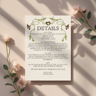 Carte D'accompagnement Mariage Floral Art Nouveau Vintage Brun Espresso