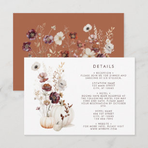 Carte D'accompagnement Mariage Floral Automnal Fantaisiste