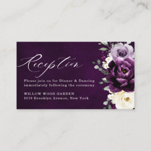Carte D'accompagnement Mariage floral blanc blanc d'aubergine de prune vi