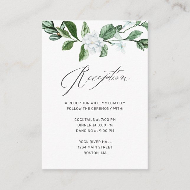 Carte D'accompagnement Mariage floral blanc blanc moderne (Devant)